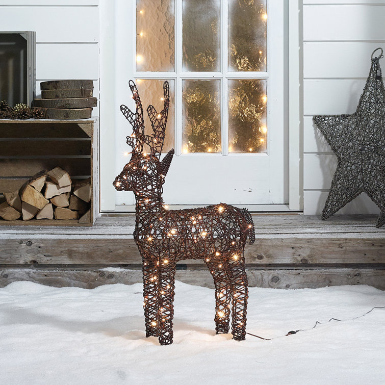Zipcode Design Battery or Mains Operated Outdoor PVC Rattan Reindeer